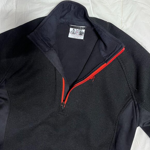 Spyder Mens Quarter Zip Black Size Medium Athletic Sweater-Perfect for fall - Picture 4 of 10